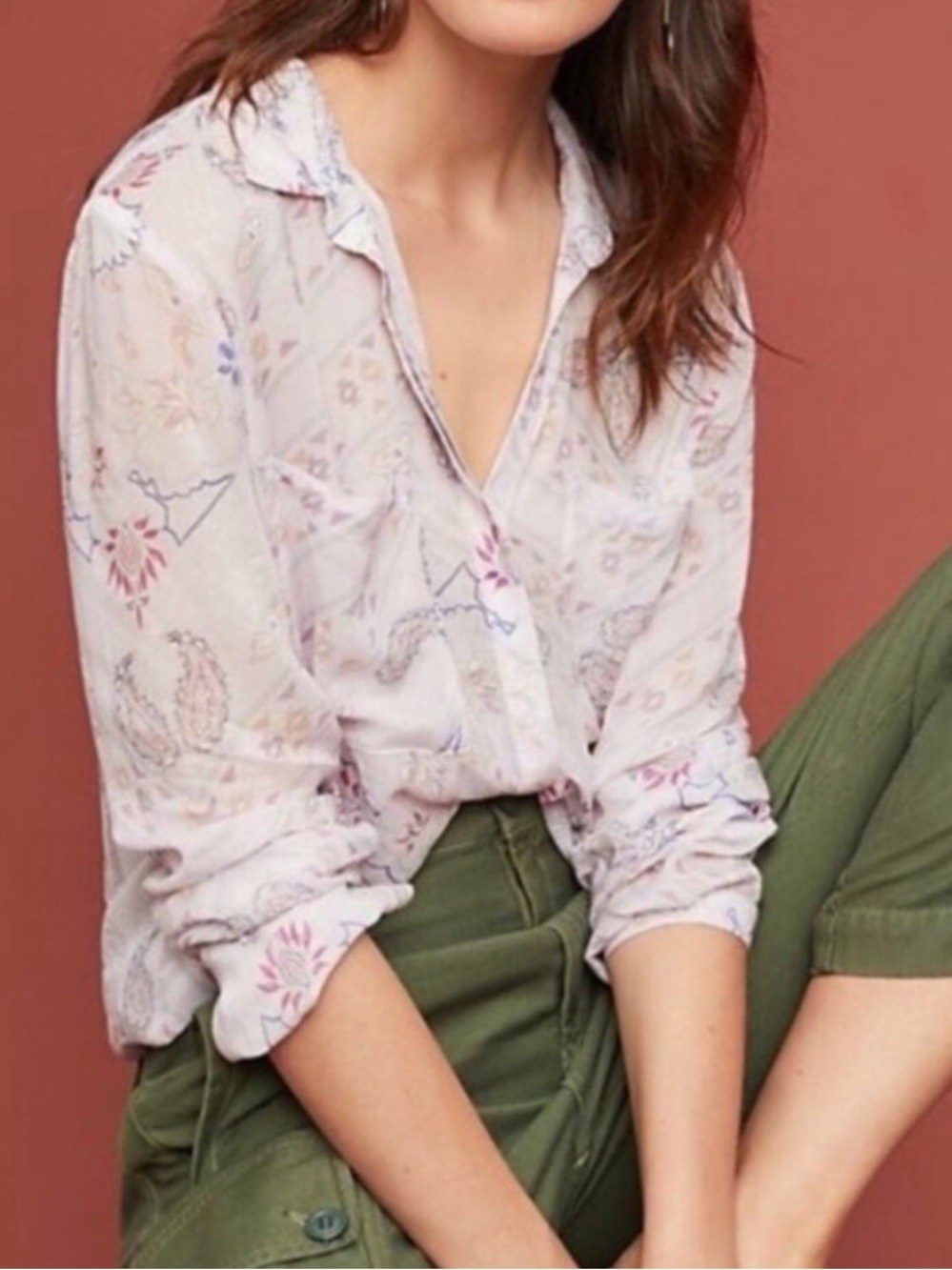Anthropologie Cloth & Stone Tavari Paisley Blouse